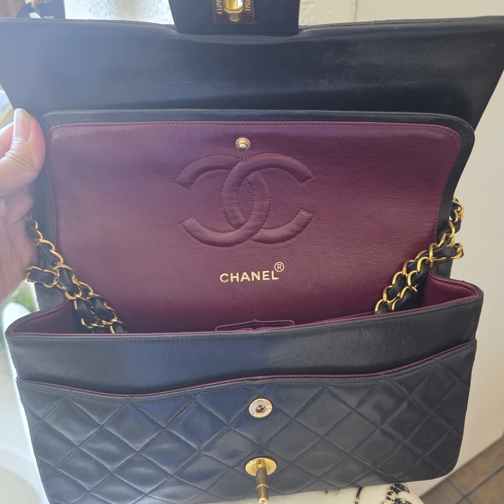 Vintage Chanel Quilted Lambskin Double Flap Shoulder Bag Small - Picture 8 of 16